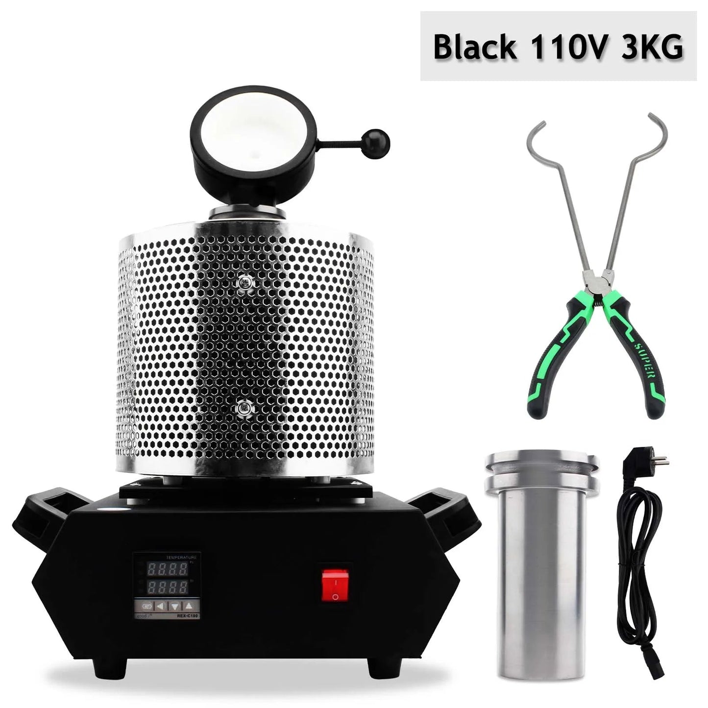 3Kg Gold Melting Furnace - Portable Metal Melting Furnace Gold Silver and Aluminium Quartz Crucible Equipment Melting - H. home supplies