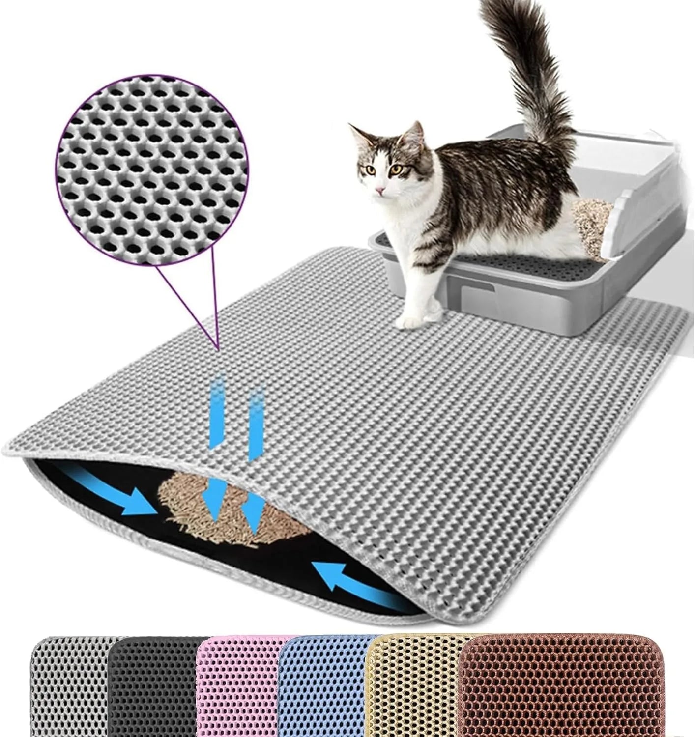 Cat Litter Mat Double Layer Pet Non Slip Big Pet Litter Box Filter MatWear Resistant Waterproof Anti - slip Cat Litter Mat - H. home supplies