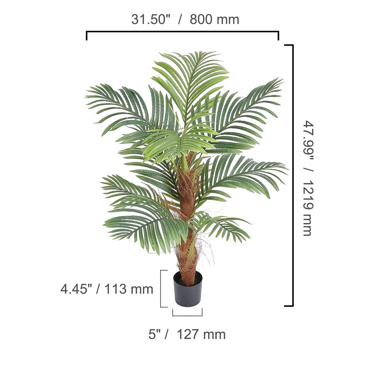 SucceBuy Artificial Palm Tree 4/5/6 FT Tall Faux Plant Secure PE Material & Anti - Tip Tilt Protection Low - Maintenance Plant - H. home supplies