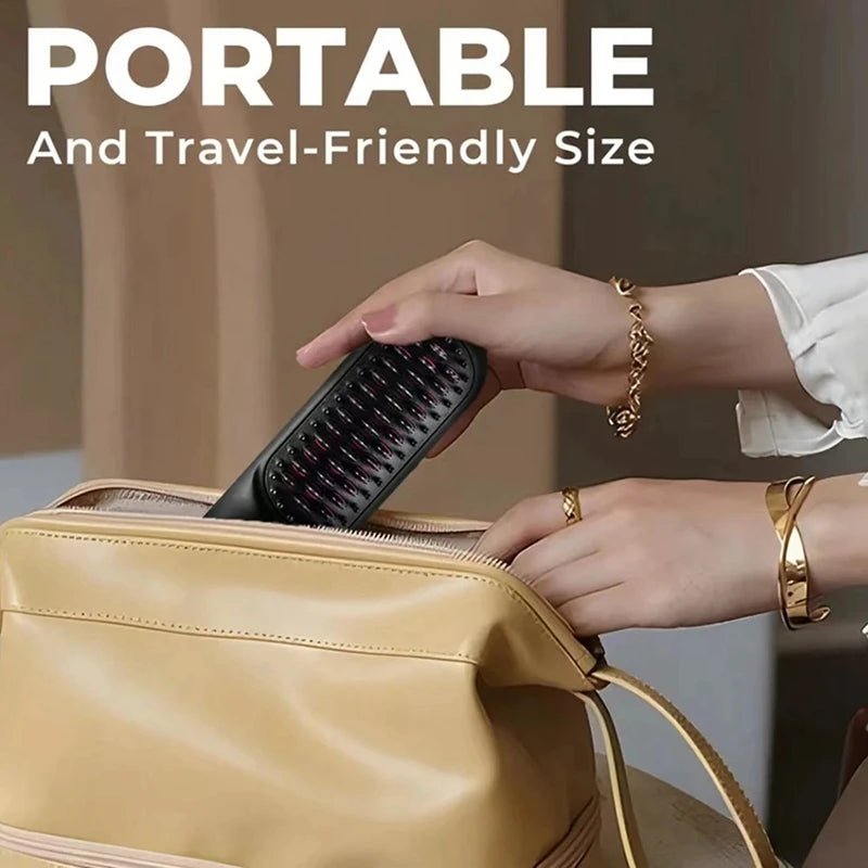 Wireless Hair Straightener Brush Straightener Brush Third Gear Adjustable Hair Curler Portable Heating Comb - H. home supplies