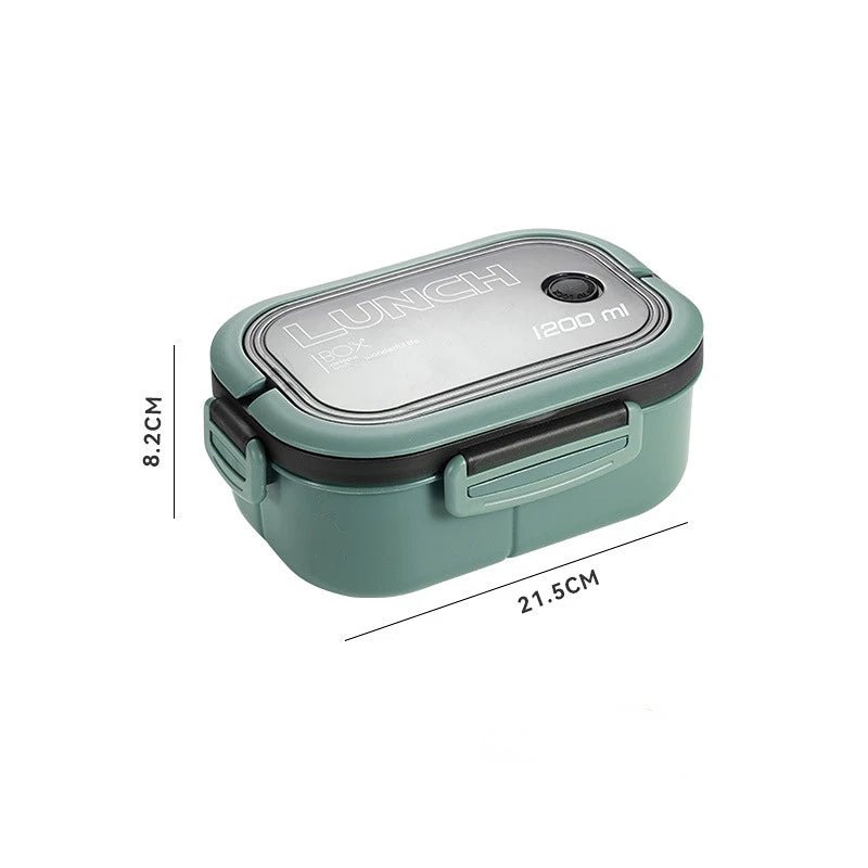 1200ML 2 Layer Bento Lunch Box With Spoon Fork, Kid High Capacity Microwae Food Containers Portable Leakproof Office Camping - H. home supplies