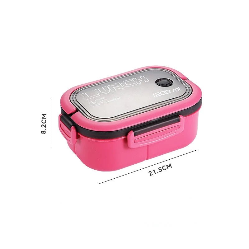 1200ML 2 Layer Bento Lunch Box With Spoon Fork, Kid High Capacity Microwae Food Containers Portable Leakproof Office Camping - H. home supplies