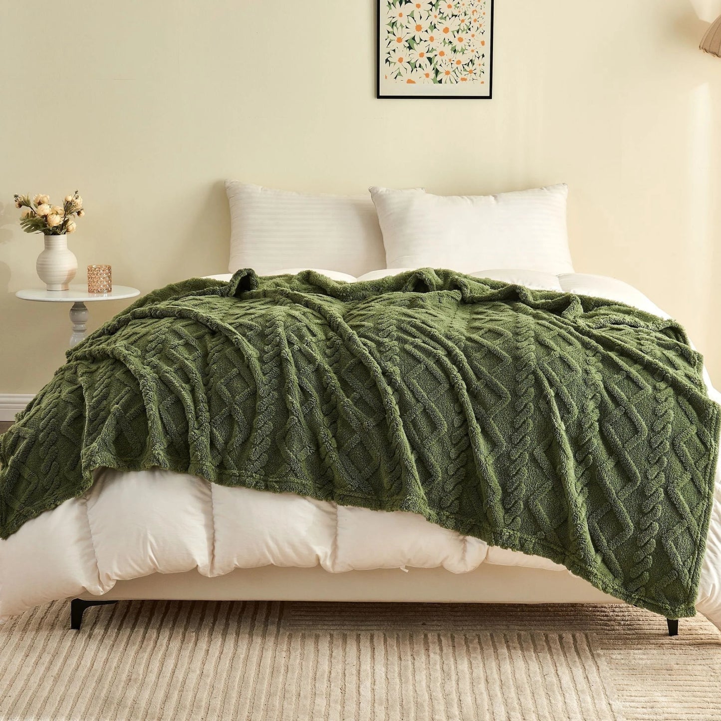 1pc Luxurious Fleece Blanket - Ultra - Soft 3D Plush Dense Weave, All - Season Cozy Flannel Throw Best Price In US - H. home supplies