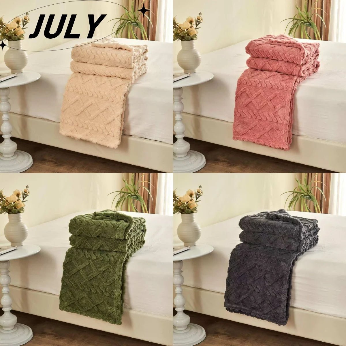 1pc Luxurious Fleece Blanket - Ultra - Soft 3D Plush Dense Weave, All - Season Cozy Flannel Throw Best Price In US - H. home supplies