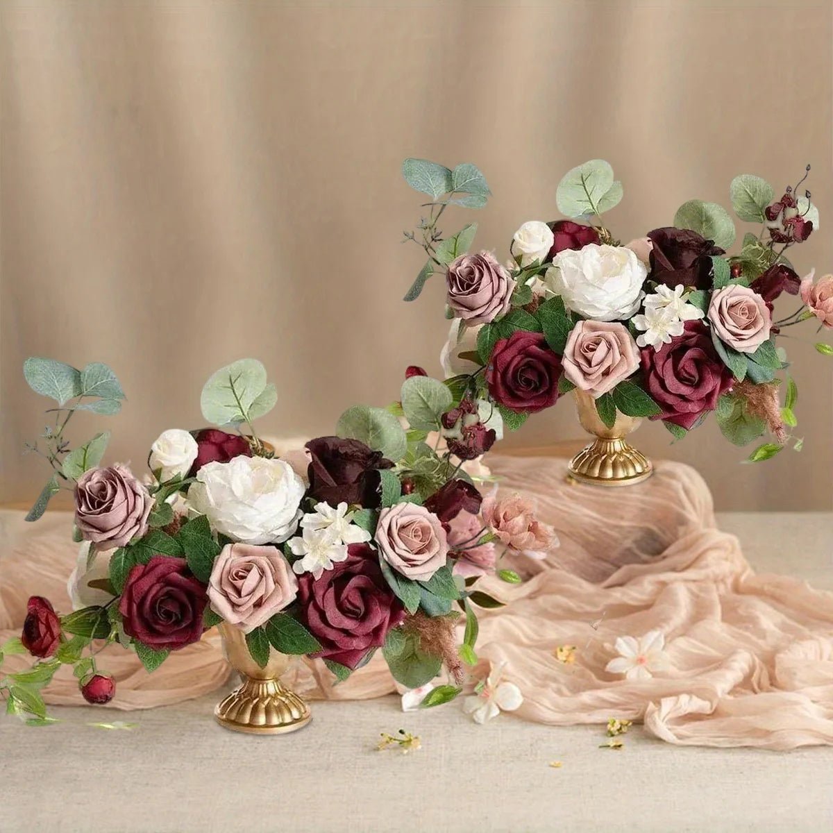 2 Pack Artificial Rose Flowers Without Vase, Wedding Decor Centerpiece Flower for Ceremony Reception Tabletop Desk - H. home supplies