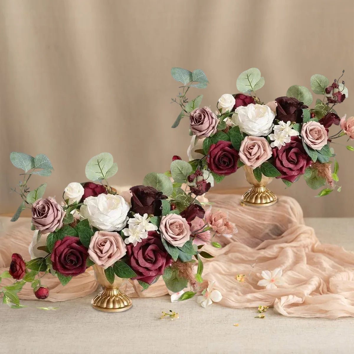 2 Pack Artificial Rose Flowers Without Vase, Wedding Decor Centerpiece Flower for Ceremony Reception Tabletop Desk - H. home supplies