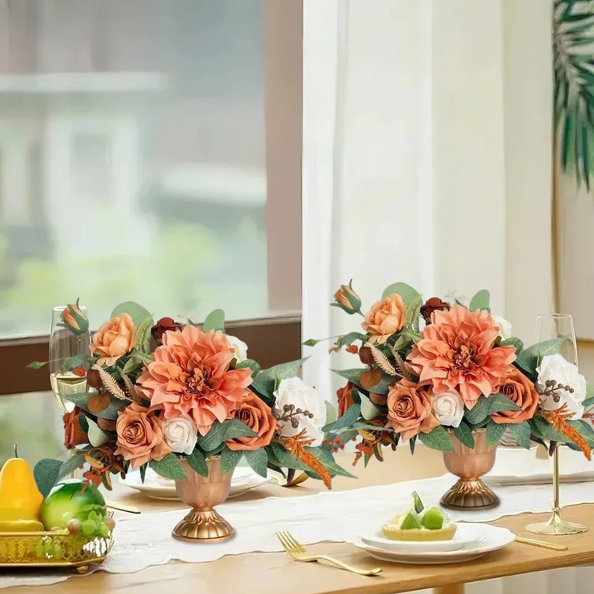 2 Pack Artificial Rose Flowers Without Vase, Wedding Decor Centerpiece Flower for Ceremony Reception Tabletop Desk - H. home supplies