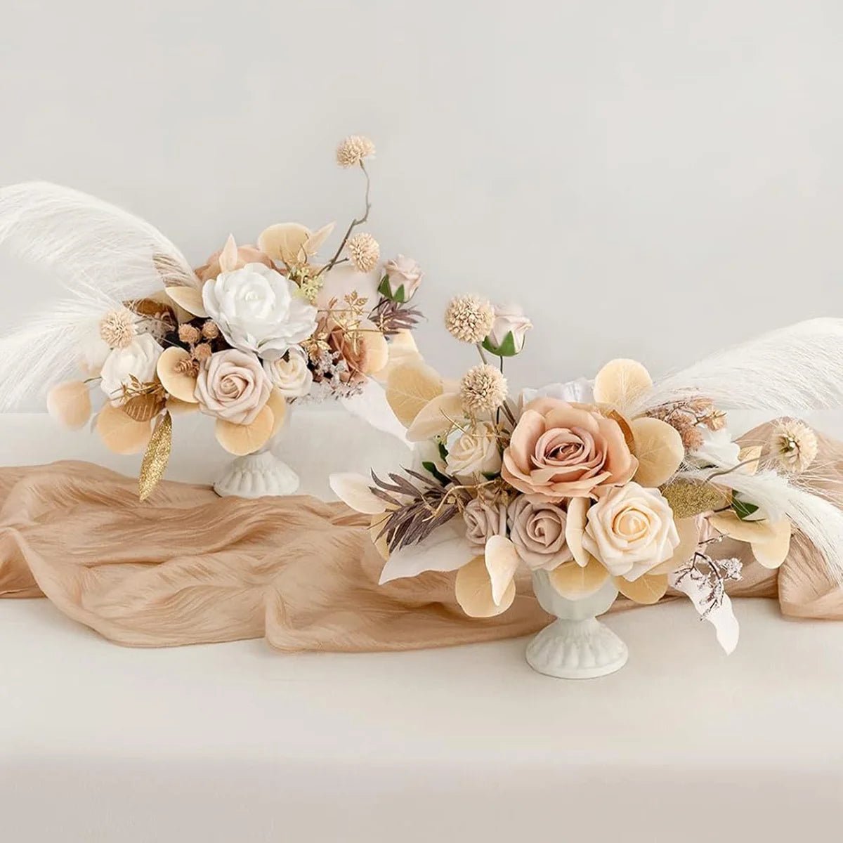 2 Pack Artificial Rose Flowers Without Vase, Wedding Decor Centerpiece Flower for Ceremony Reception Tabletop Desk - H. home supplies