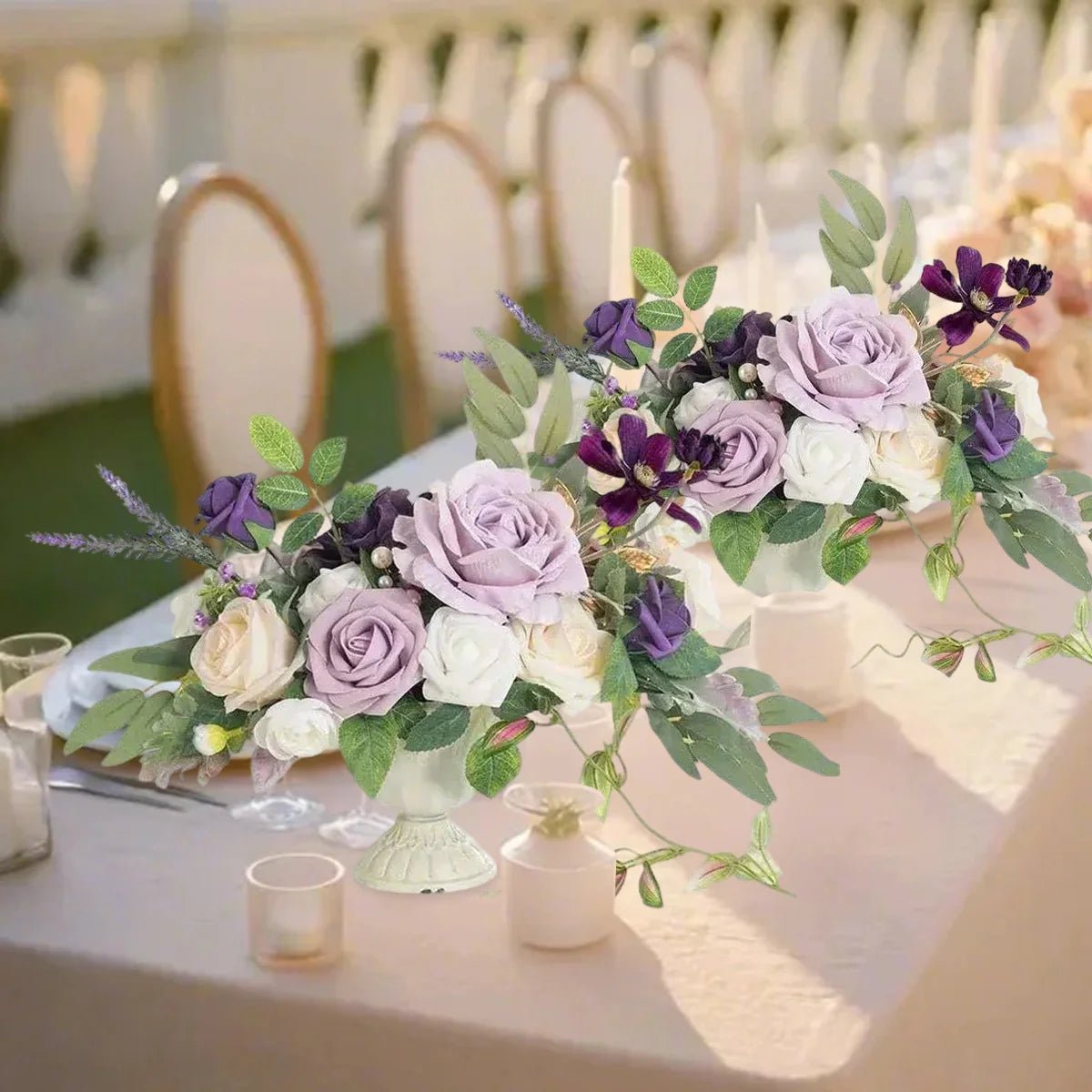 2 Pack Artificial Rose Flowers Without Vase, Wedding Decor Centerpiece Flower for Ceremony Reception Tabletop Desk - H. home supplies