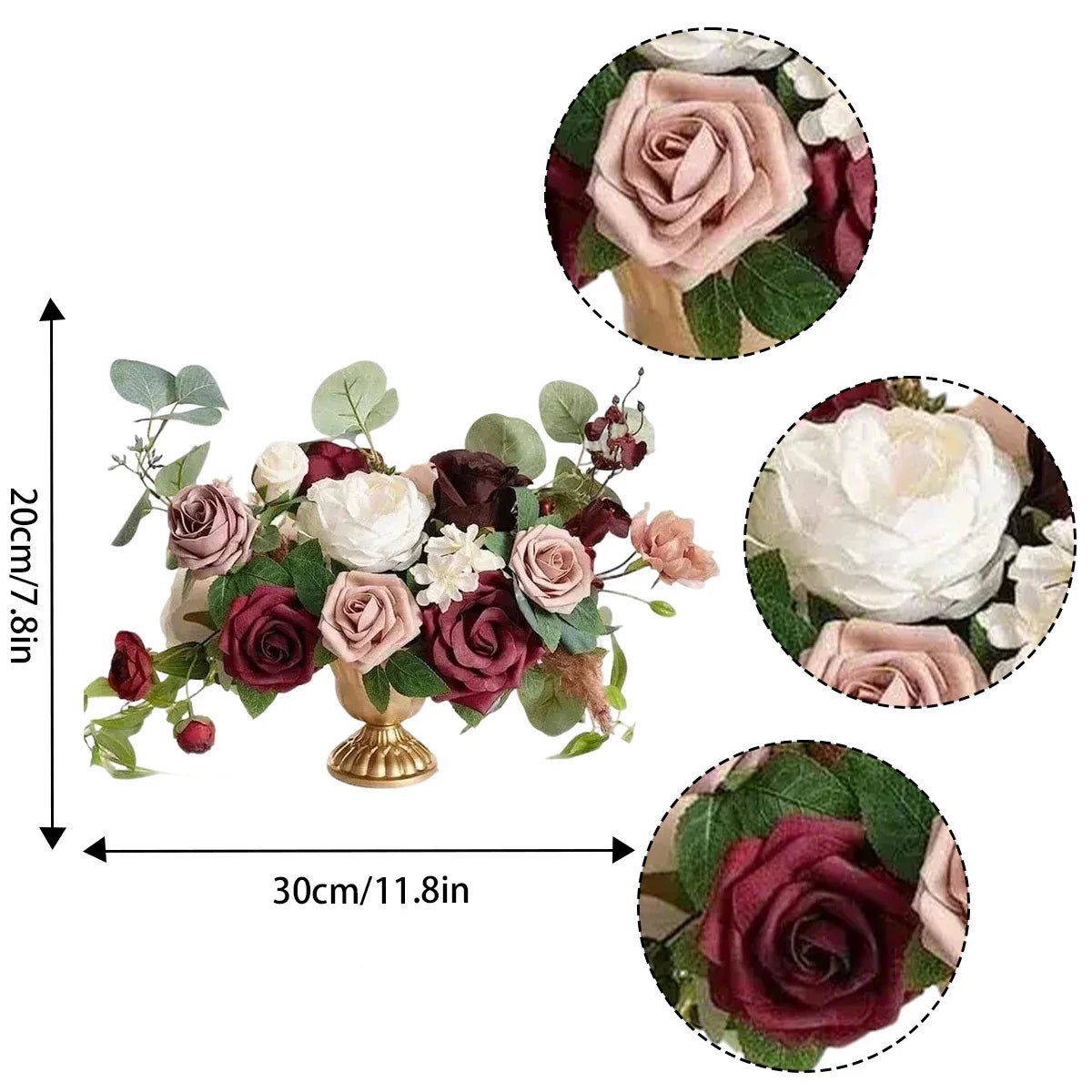 2 Pack Artificial Rose Flowers Without Vase, Wedding Decor Centerpiece Flower for Ceremony Reception Tabletop Desk - H. home supplies