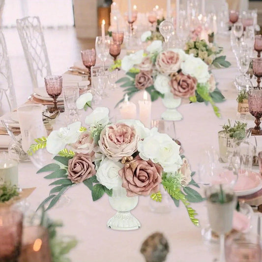 2 Pack Artificial Rose Flowers Without Vase, Wedding Decor Centerpiece Flower for Ceremony Reception Tabletop Desk - H. home supplies