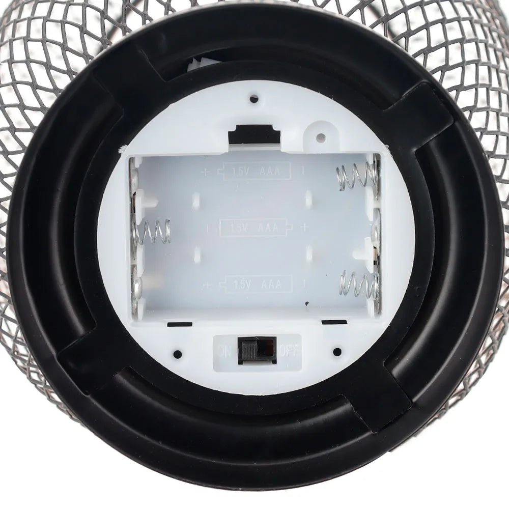 2Pcs Metal Cage Table Lamp Round Shaped LED Lantern Battery Powered Cordless Lamp for Weddings Party Home Decor Candle Holder - H. home supplies