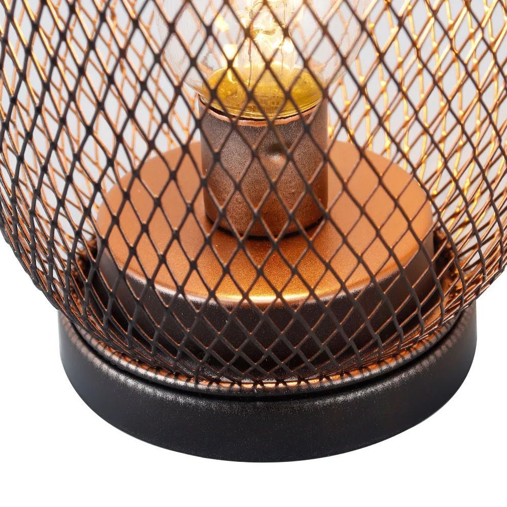 2Pcs Metal Cage Table Lamp Round Shaped LED Lantern Battery Powered Cordless Lamp for Weddings Party Home Decor Candle Holder - H. home supplies