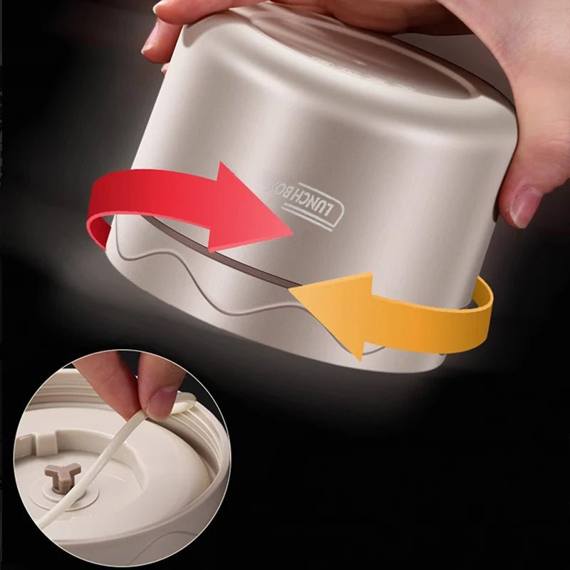 304 Stainless Steel Insulated Lunch Box with Storage Bag Portable Double - layer Covered Lunch Box Office Student Sealed Lunch Box - H. home supplies