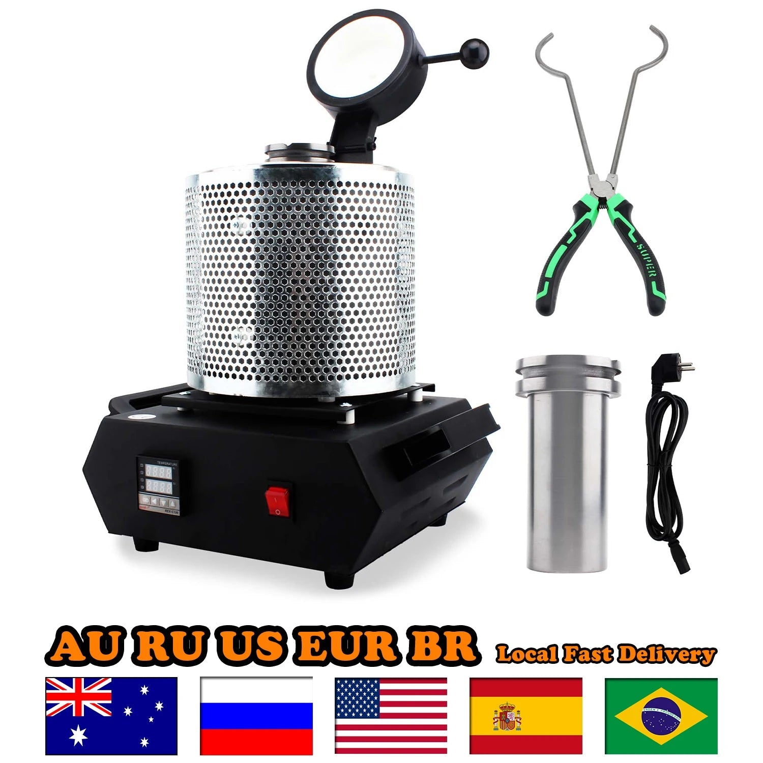 3Kg Gold Melting Furnace - Portable Metal Melting Furnace Gold Silver and Aluminium Quartz Crucible Equipment Melting - H. home supplies