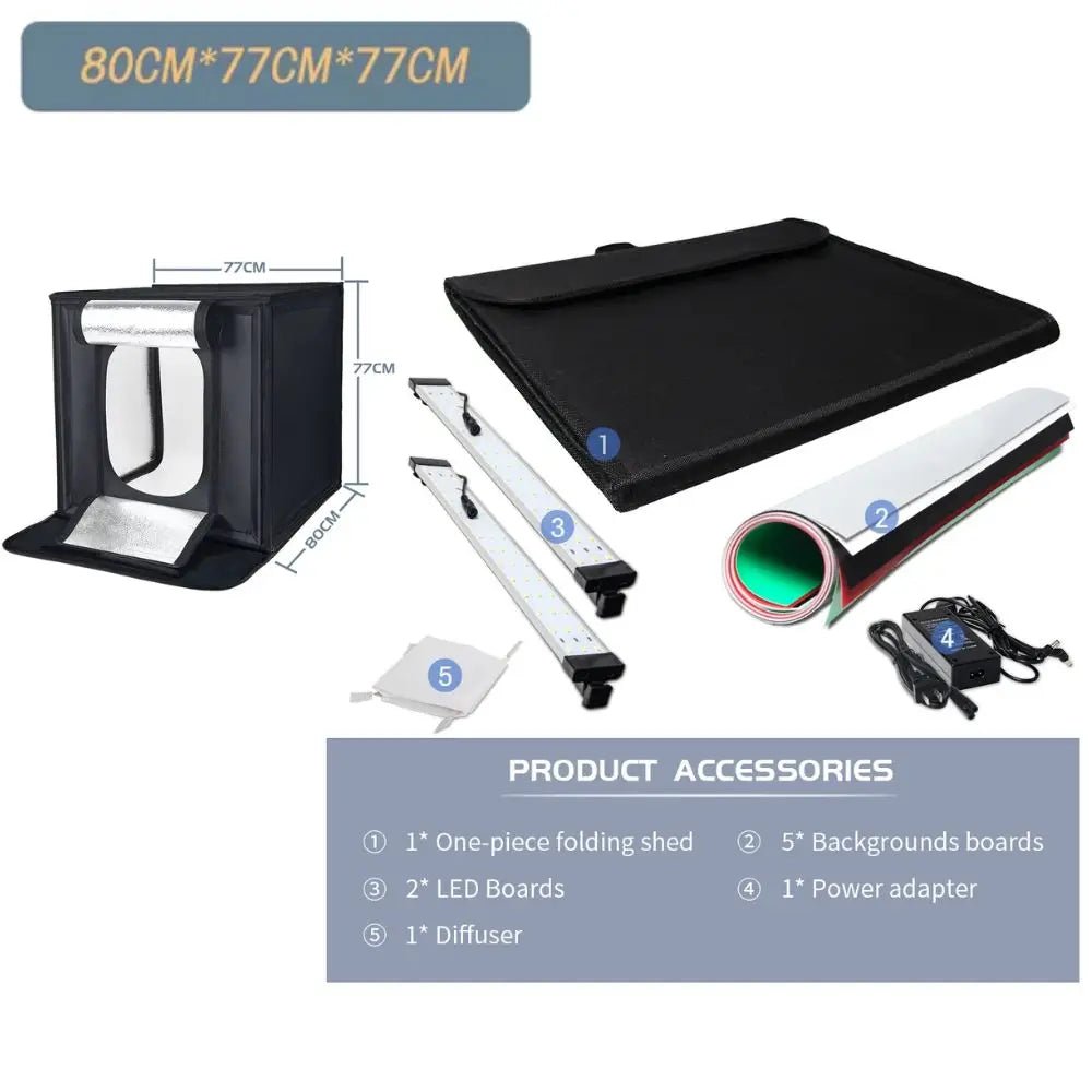 45 65 80cm Photo Light Studio Soft Boxes Portable Foldable Dimmable Photography Table Shooting Tents Kit With 5 Background Board - H. home supplies