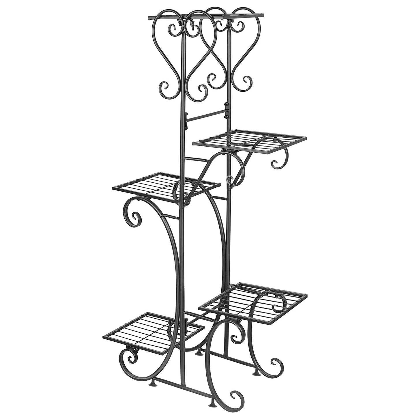 5 Tiered Tall Plant Stand Indoor Iron Planter Shelf Rack Garden Metal Flower Pots Display Holder Outdoor - H. home supplies