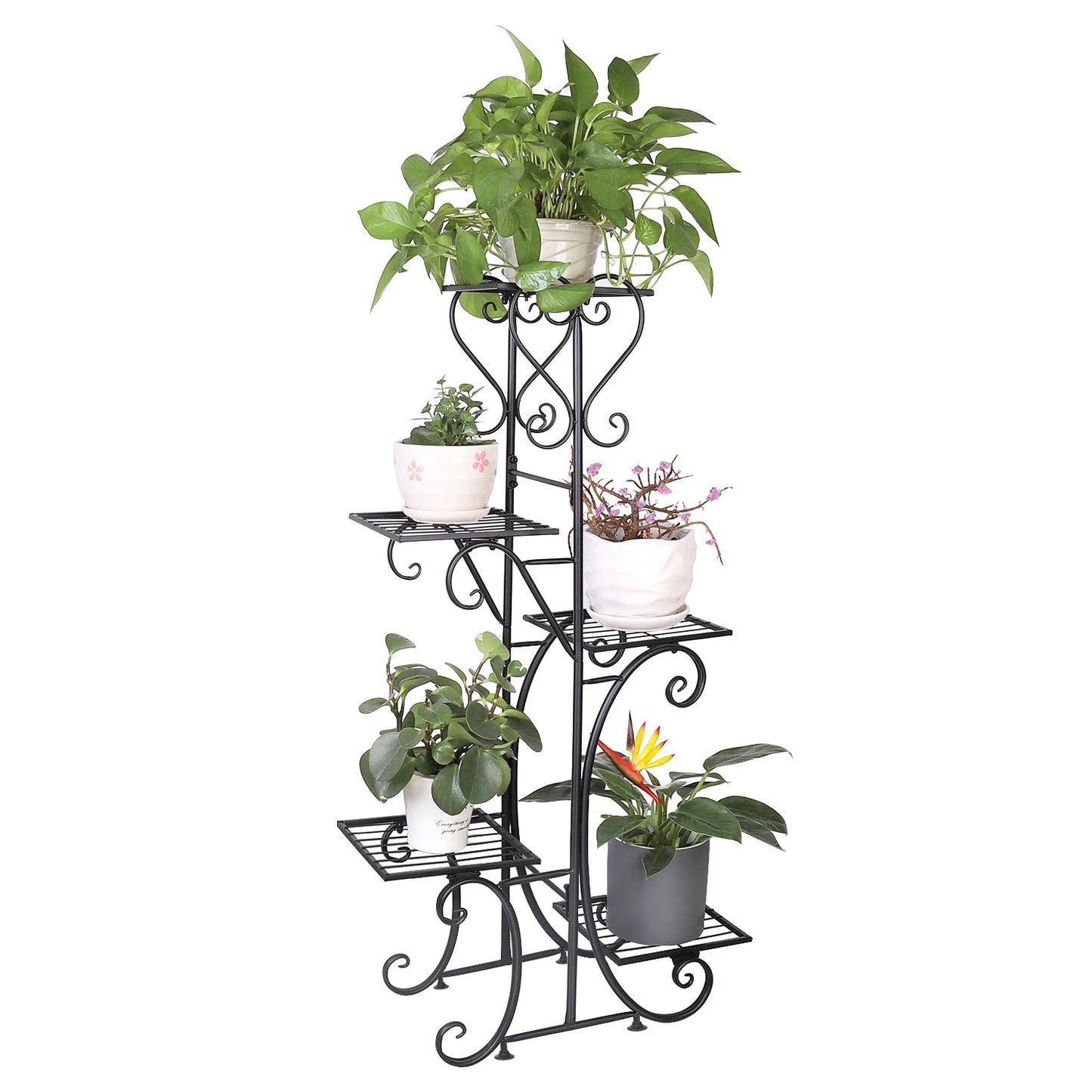 5 Tiered Tall Plant Stand Indoor Iron Planter Shelf Rack Garden Metal Flower Pots Display Holder Outdoor - H. home supplies