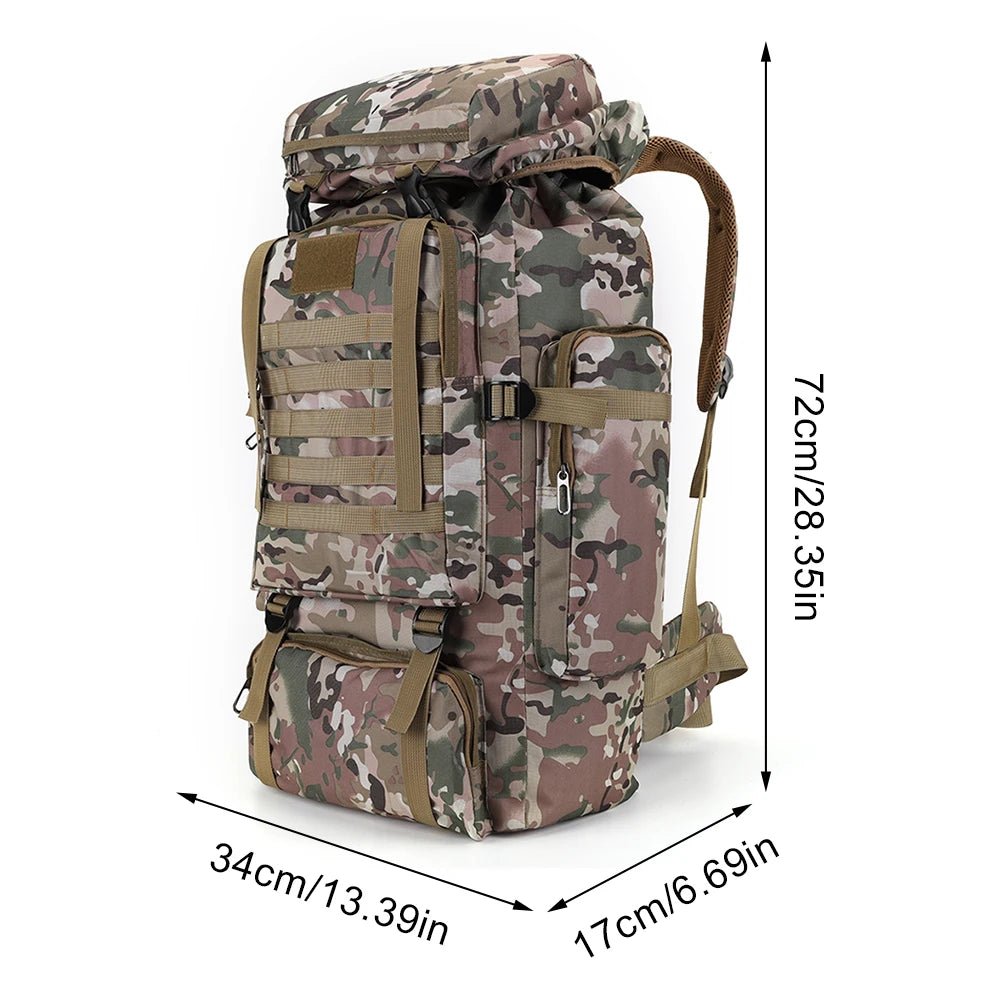 80L Hiking Backpack 600D Oxford Cloth Mountaineering Backpack Multiple Pockets Mountain Climbing Rucksack for Outdoor Sports - H. home supplies