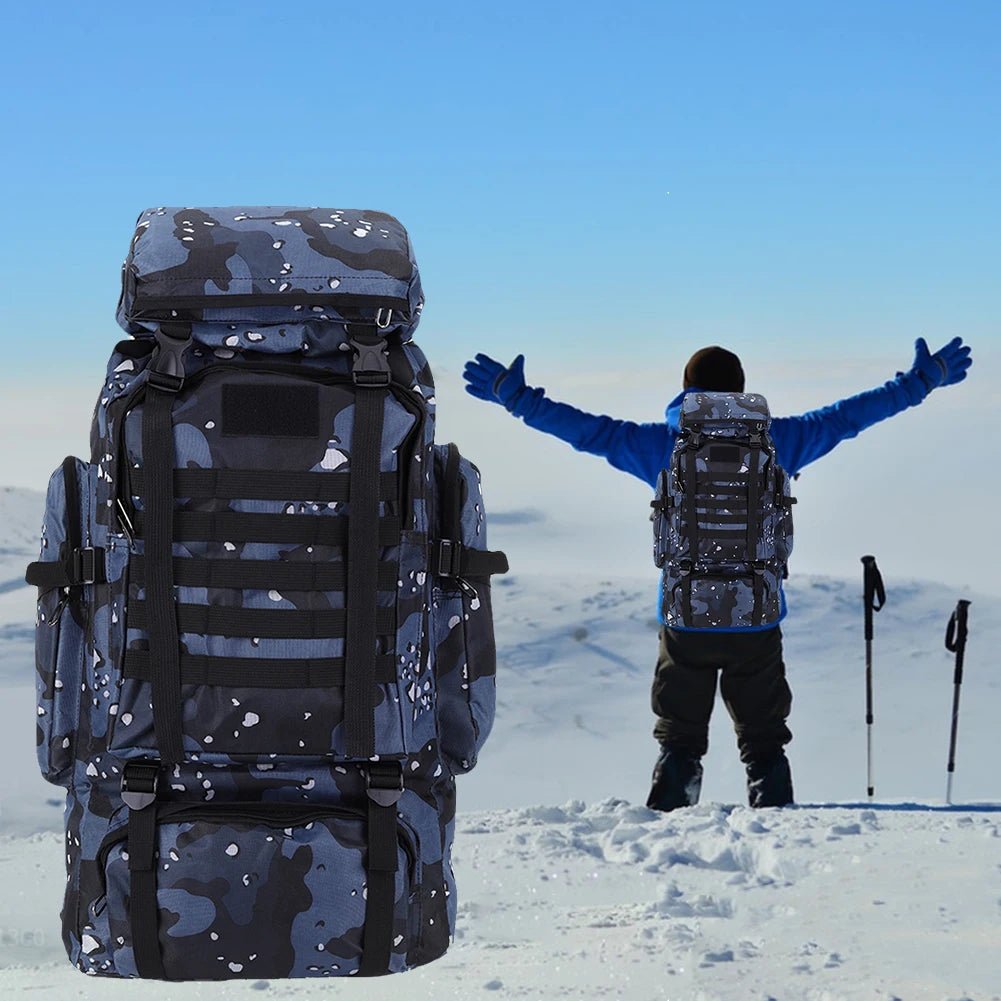 80L Hiking Backpack 600D Oxford Cloth Mountaineering Backpack Multiple Pockets Mountain Climbing Rucksack for Outdoor Sports - H. home supplies