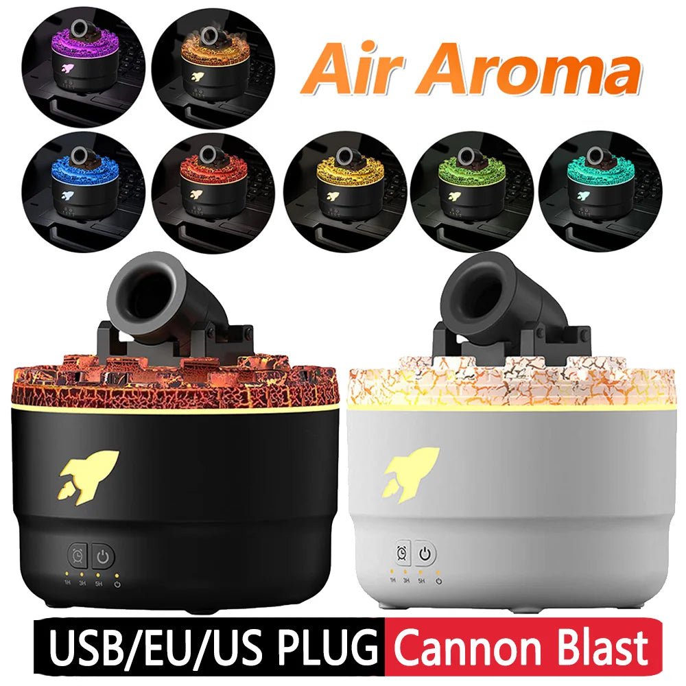 Cannon Blast Aroma Humidifier Essential Oil Diffuser Air Humidifier Aromatherapy Diffuser Volcanic Crack Light Cannons Humidifie - H. home supplies
