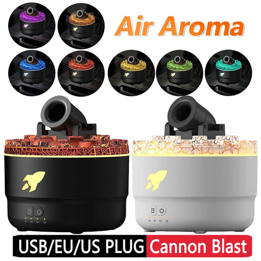 Cannon Blast Aroma Humidifier Essential Oil Diffuser Air Humidifier Aromatherapy Diffuser Volcanic Crack Light Cannons Humidifie - H. home supplies