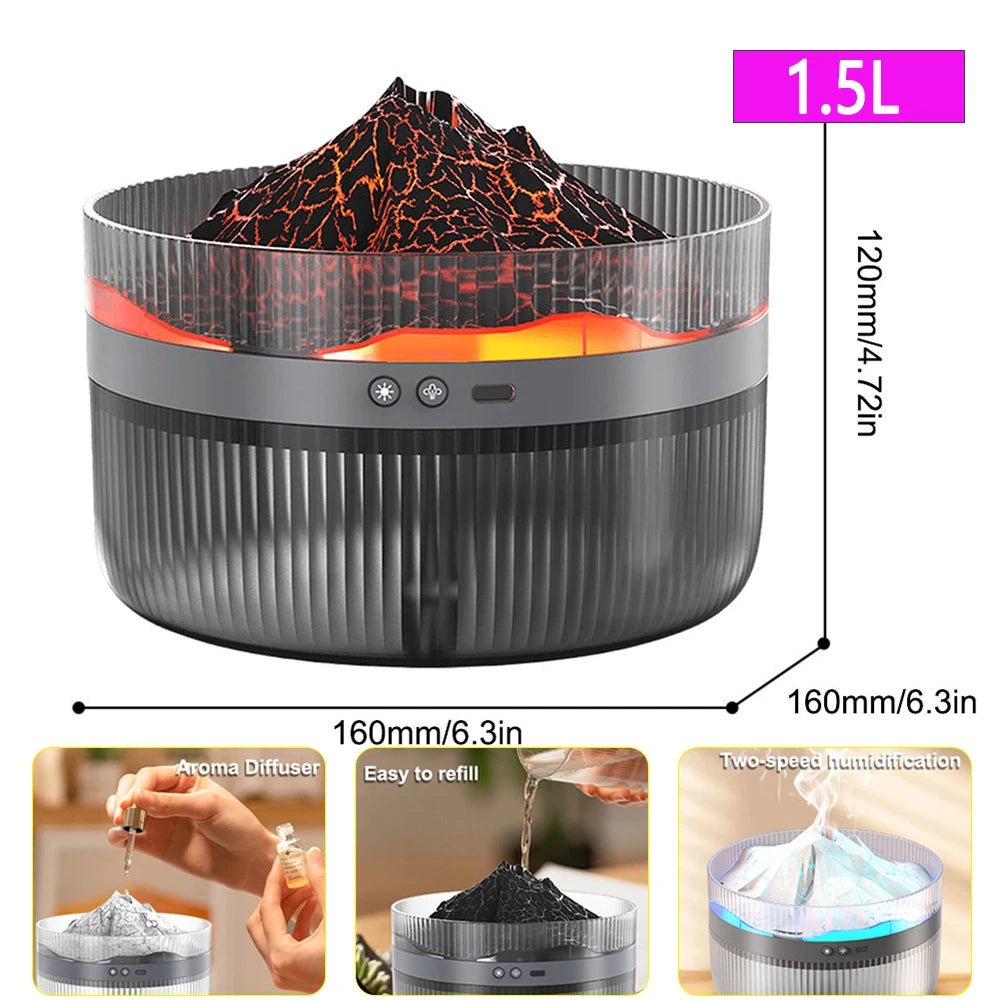 Cannon Blast Aroma Humidifier Essential Oil Diffuser Air Humidifier Aromatherapy Diffuser Volcanic Crack Light Cannons Humidifie - H. home supplies