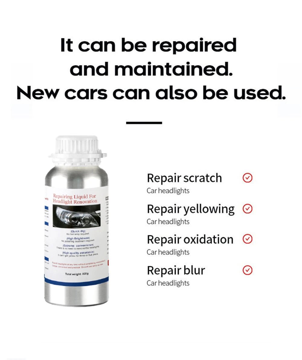 Car Headlight Liquid Polymer Polisher 800ML Car Headlights Polishing Renovation Repair Tool Light Restoration Besteam Auto Part - H. home supplies