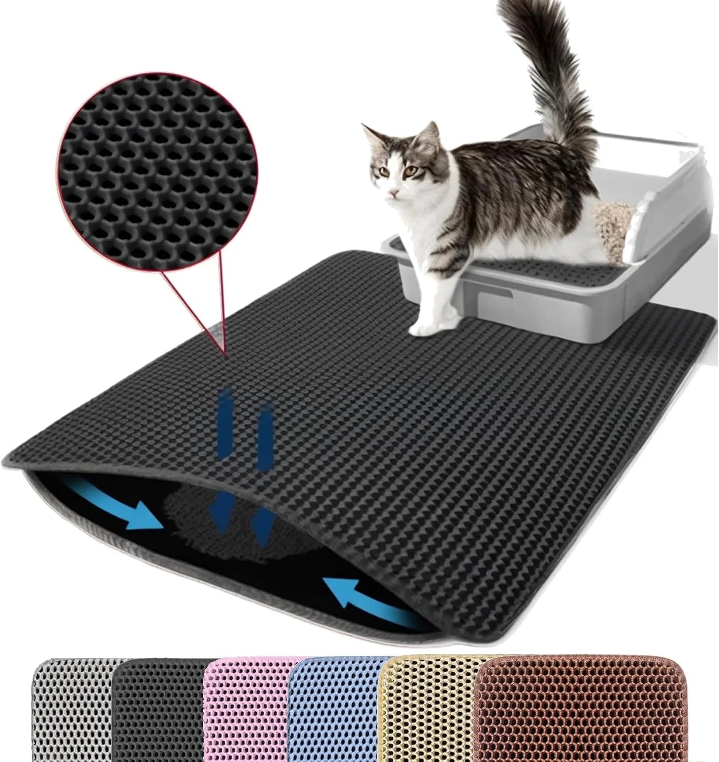 Cat Litter Mat Double Layer Pet Non Slip Big Pet Litter Box Filter MatWear Resistant Waterproof Anti - slip Cat Litter Mat - H. home supplies