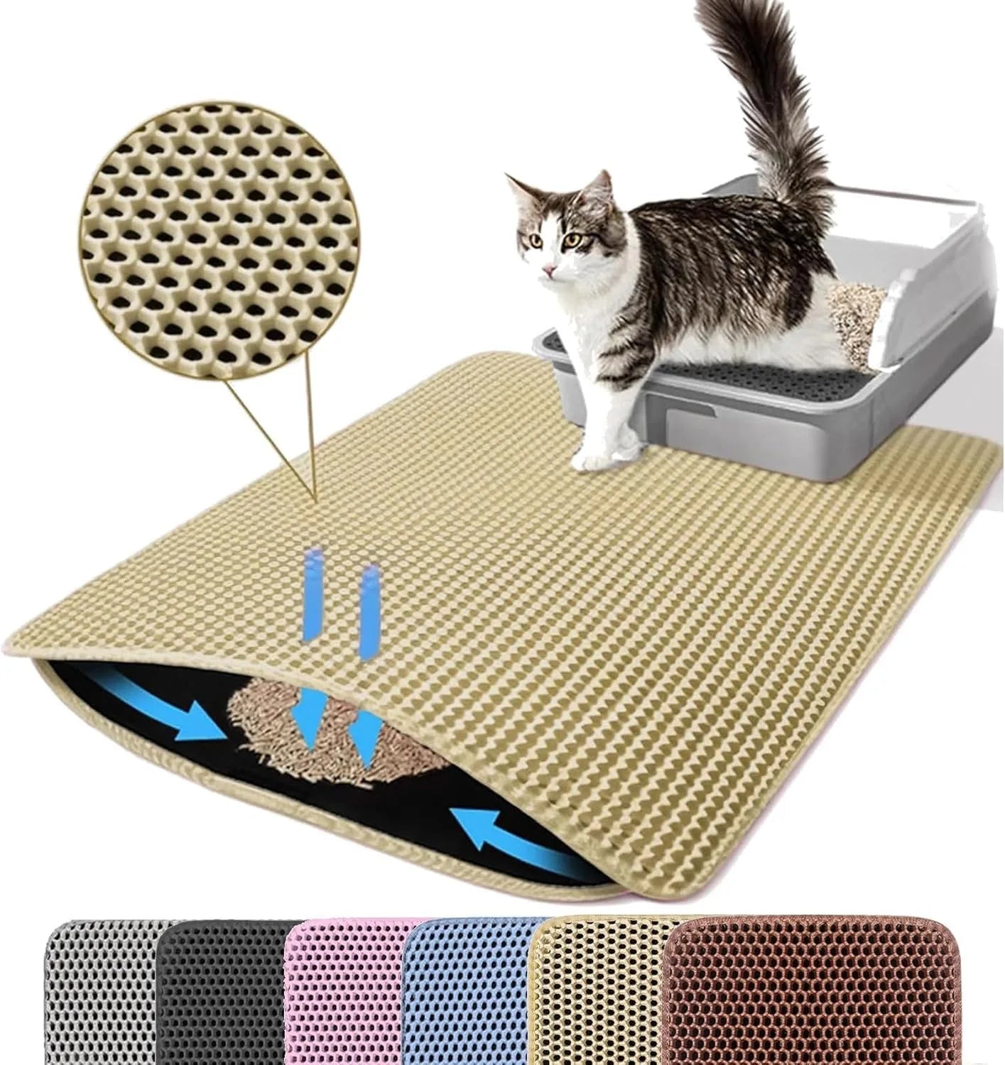 Cat Litter Mat Double Layer Pet Non Slip Big Pet Litter Box Filter MatWear Resistant Waterproof Anti - slip Cat Litter Mat - H. home supplies