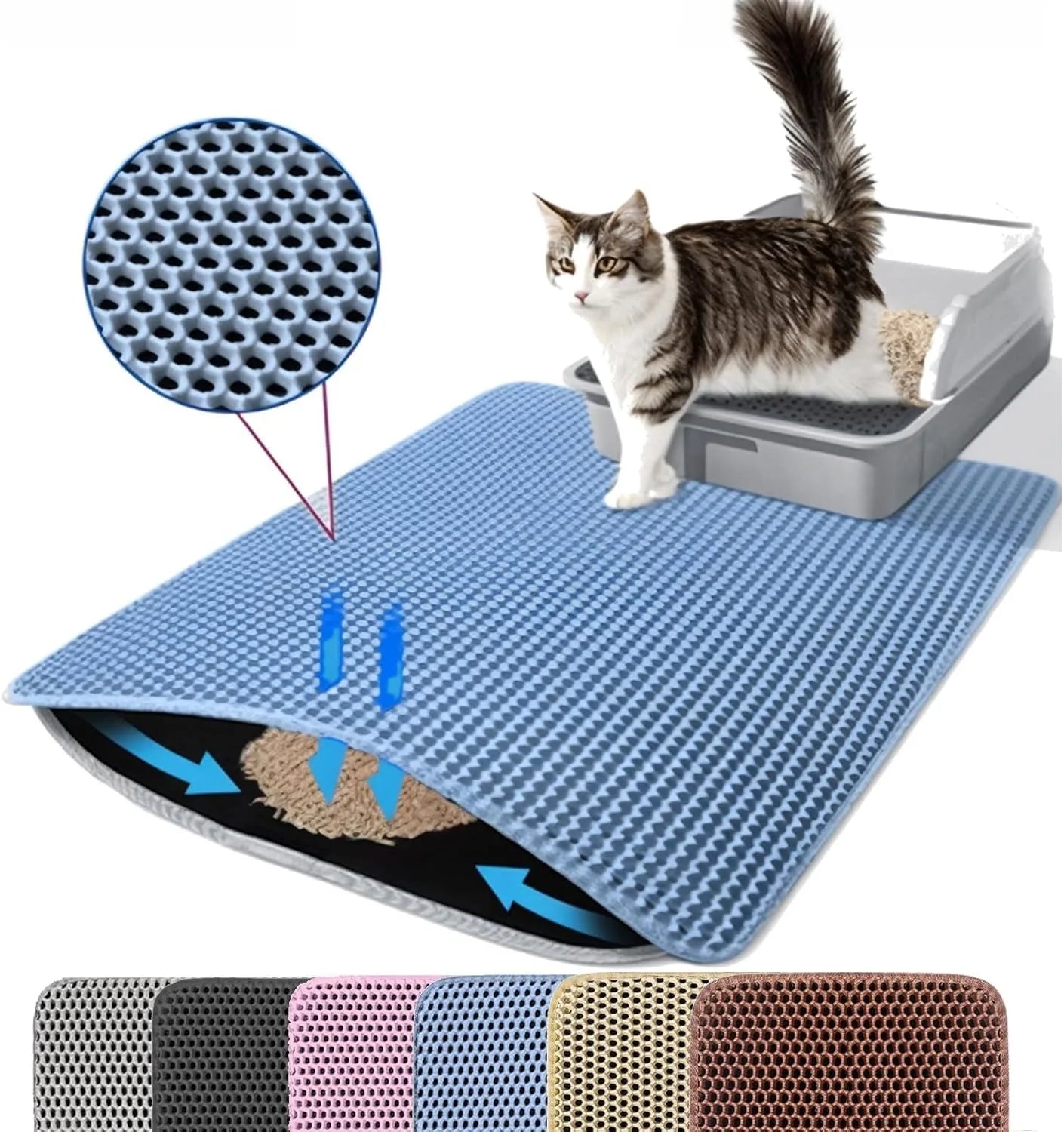 Cat Litter Mat Double Layer Pet Non Slip Big Pet Litter Box Filter MatWear Resistant Waterproof Anti - slip Cat Litter Mat - H. home supplies