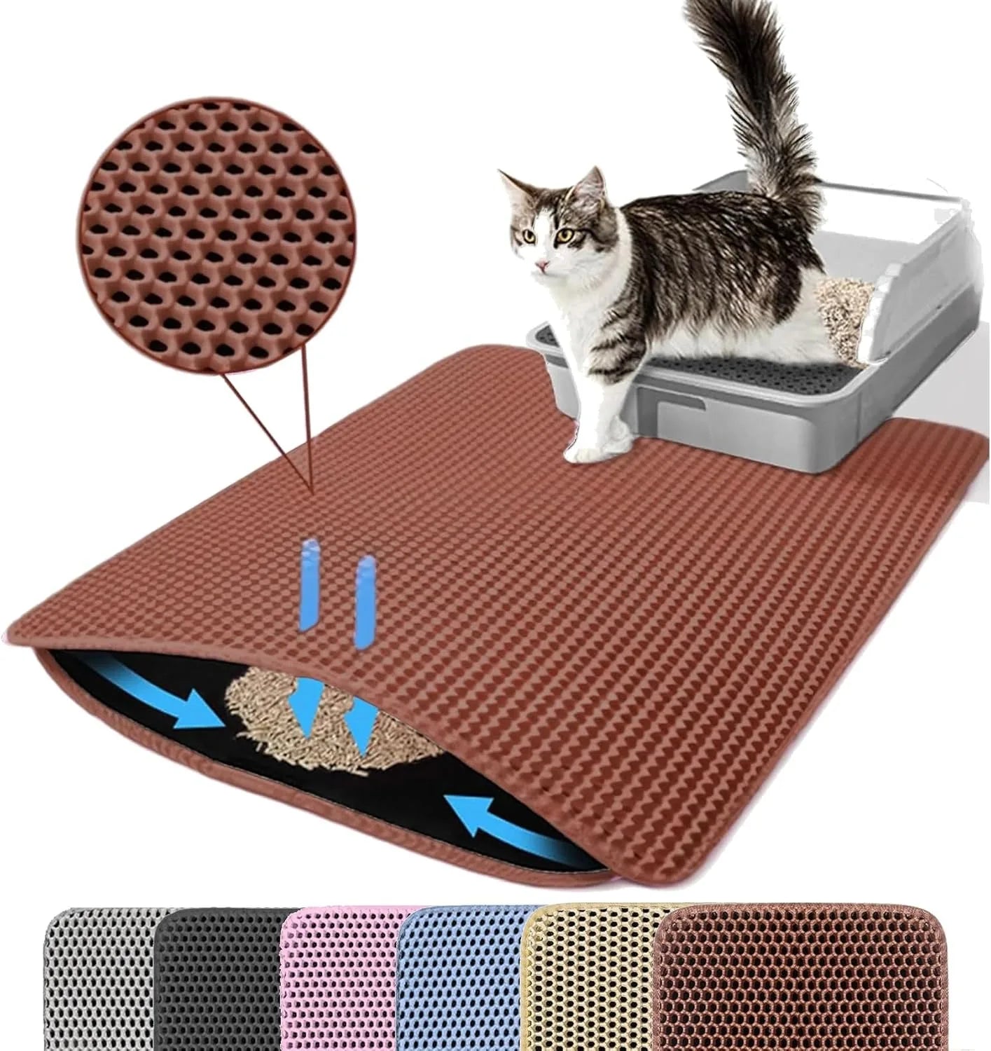 Cat Litter Mat Double Layer Pet Non Slip Big Pet Litter Box Filter MatWear Resistant Waterproof Anti - slip Cat Litter Mat - H. home supplies