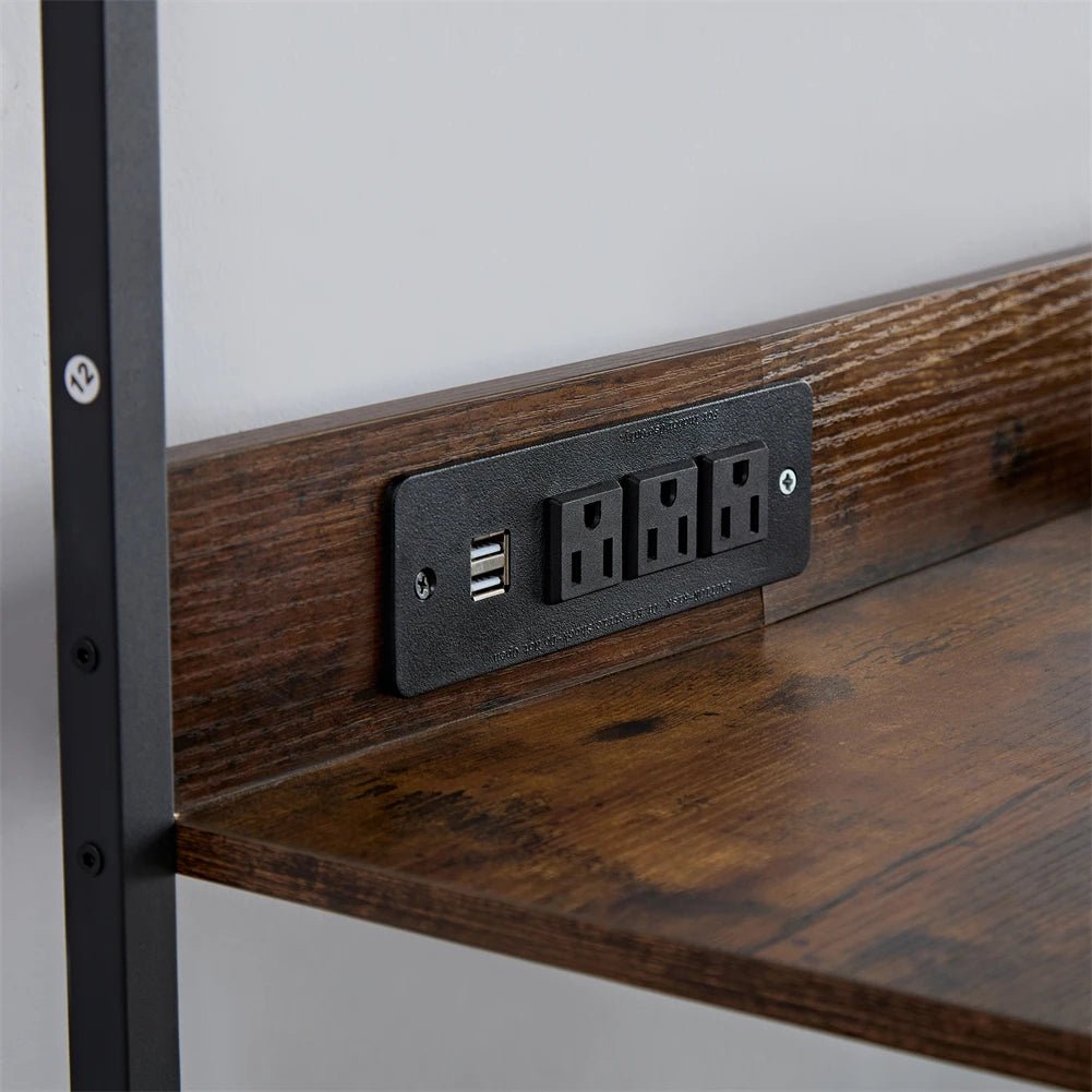 Coffee Bar Cabinet With Power Outlet, Industrial Buffet Cabinet With LED Strip And Glass Holder, 3 - Tiers Wine Cabinet Bar - H. home supplies