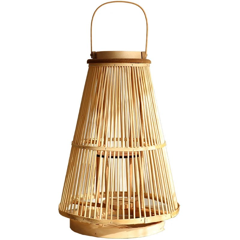 Creative Bamboo Wier Lantern Candlesti Floor Standing Hanging Decoration Sample Room Homestay Hotel Home Dining Table - H. home supplies