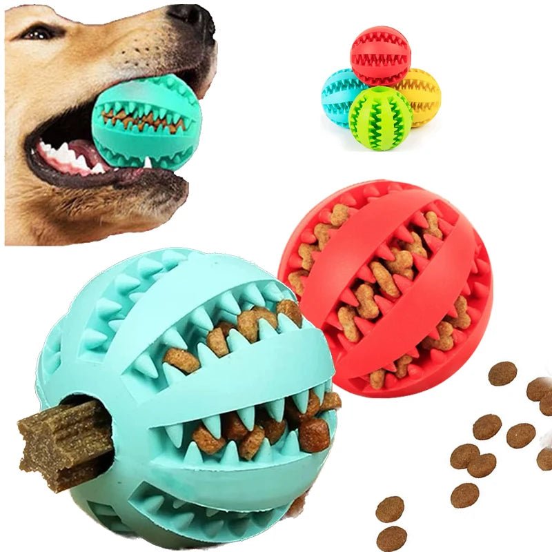 Dog Toy Ball Interactive Rubber Balls Puppy Chewing Toys Pet Tooth Cleaning Ball Cats Pets Food Treat Feeder Silicone Balls Toy - H. home supplies