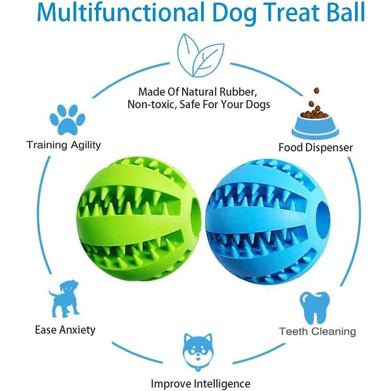 Dog Toy Ball Interactive Rubber Balls Puppy Chewing Toys Pet Tooth Cleaning Ball Cats Pets Food Treat Feeder Silicone Balls Toy - H. home supplies