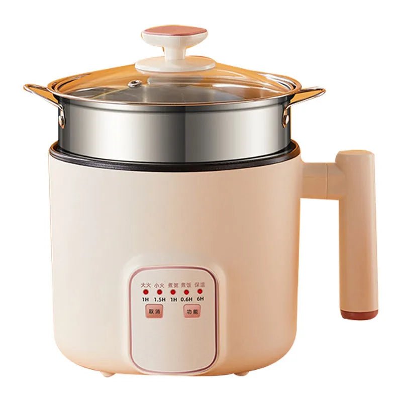Electric Hot Pot 1.8L Mini Multifunction Electric Noodle Cooker with Handle for Home Dorm Office Double Layer - H. home supplies