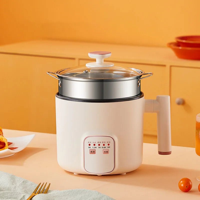 Electric Hot Pot 1.8L Mini Multifunction Electric Noodle Cooker with Handle for Home Dorm Office Double Layer - H. home supplies