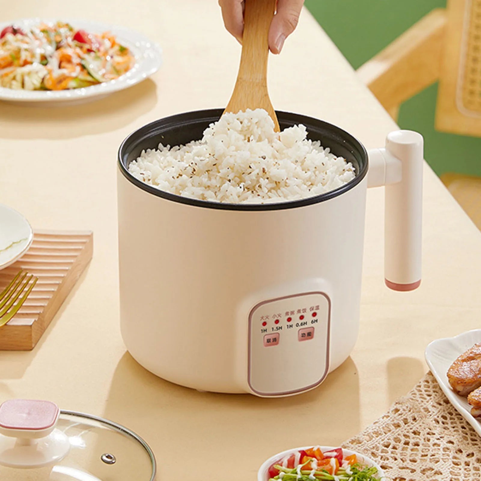 Electric Hot Pot 1.8L Mini Multifunction Electric Noodle Cooker with Handle for Home Dorm Office Double Layer - H. home supplies