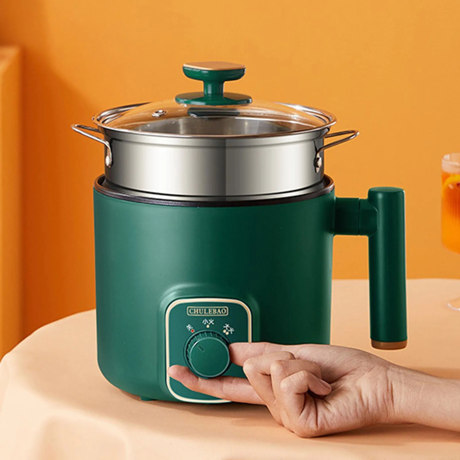 Electric Hot Pot 1.8L Mini Multifunction Electric Noodle Cooker with Handle for Home Dorm Office Double Layer - H. home supplies