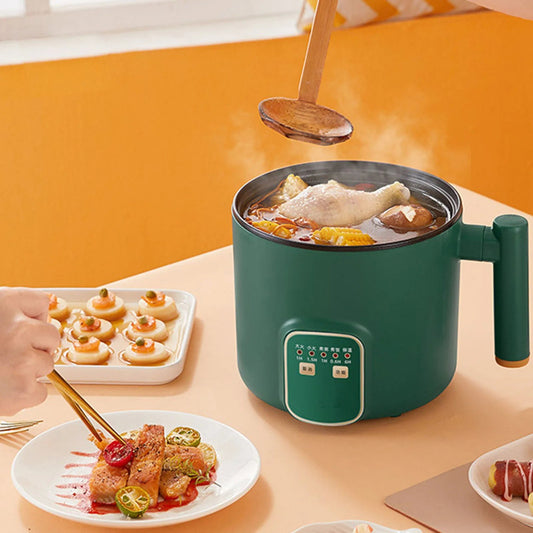 Electric Hot Pot 1.8L Mini Multifunction Electric Noodle Cooker with Handle for Home Dorm Office Double Layer - H. home supplies