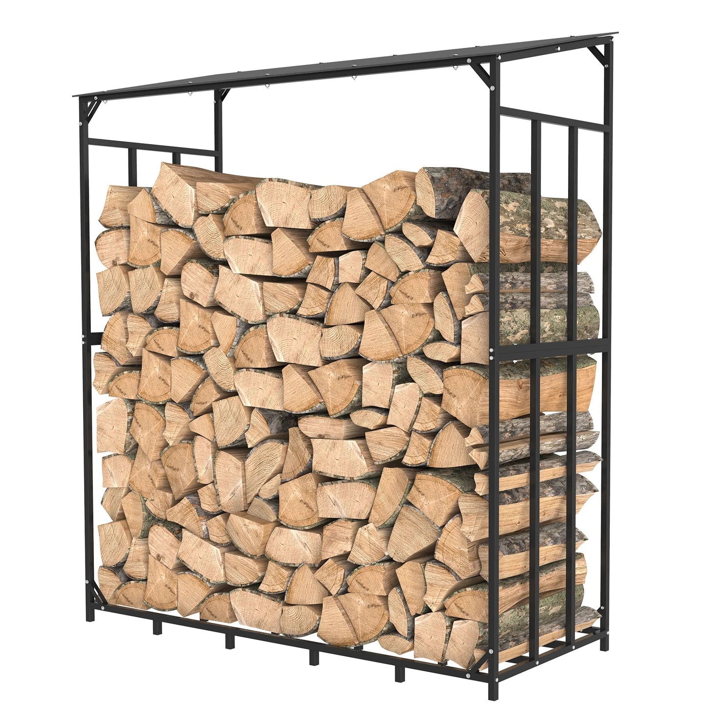 Extra Large Tall Outdoor Firewood Rack with Cover Heavy Duty Square Strong Stand Rack with Waterproof Cover for Fireplace Garden - H. home supplies