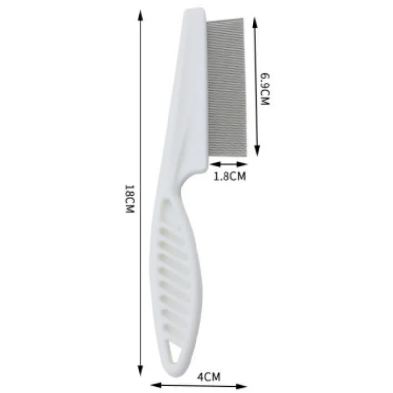 Flea Comb Dog Cat Hair Removal Brush Stainless Steel Dense Teeth Inline Comb Portable Pet Universal Grooming Cleaning Supplies - H. home supplies