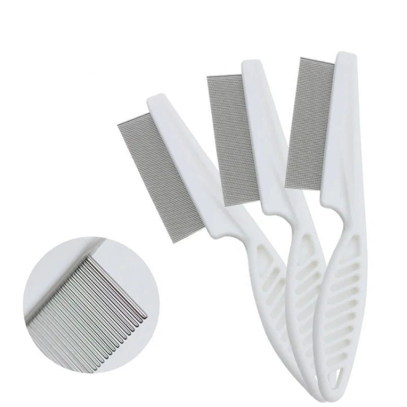 Flea Comb Dog Cat Hair Removal Brush Stainless Steel Dense Teeth Inline Comb Portable Pet Universal Grooming Cleaning Supplies - H. home supplies