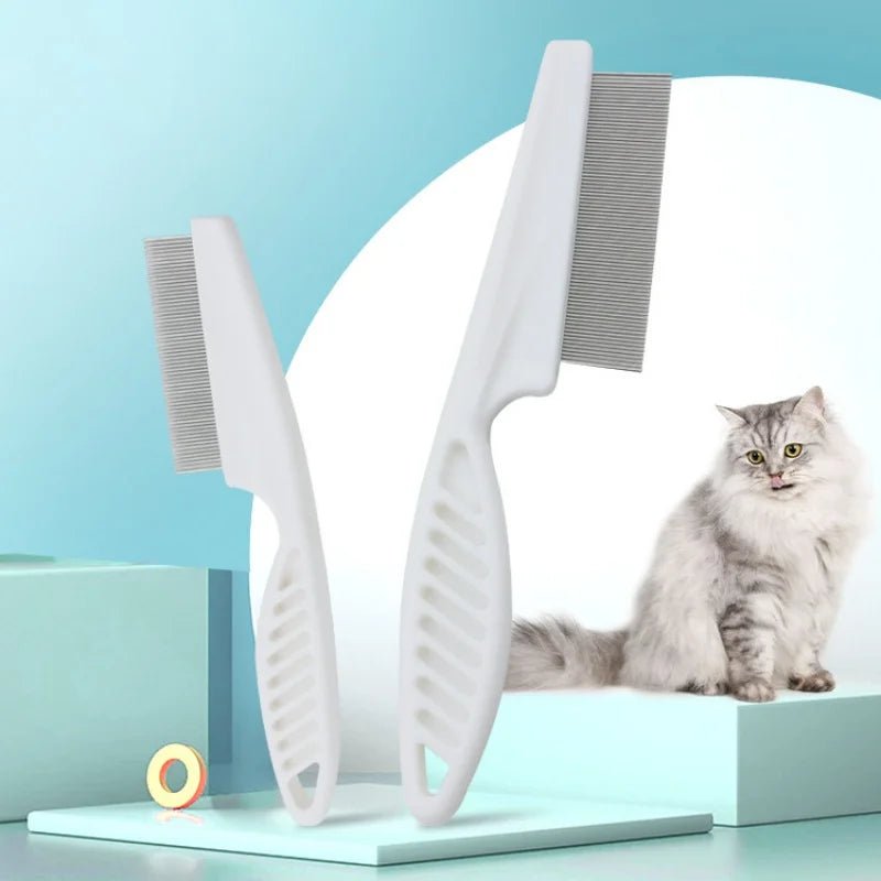 Flea Comb Dog Cat Hair Removal Brush Stainless Steel Dense Teeth Inline Comb Portable Pet Universal Grooming Cleaning Supplies - H. home supplies