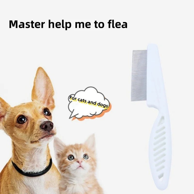Flea Comb Dog Cat Hair Removal Brush Stainless Steel Dense Teeth Inline Comb Portable Pet Universal Grooming Cleaning Supplies - H. home supplies