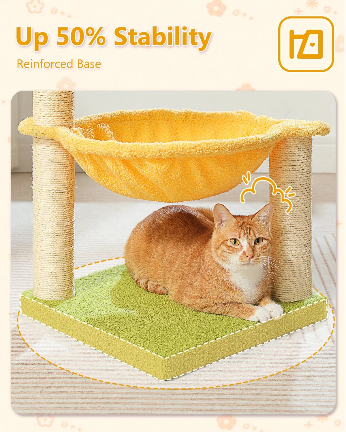 Flower Cat Tree with Sisal Scratching Post Large Hammock Soft Top Perch Small Cat Tower for Indoor Cute Cat Scratcher Kitten Toy - H. home supplies