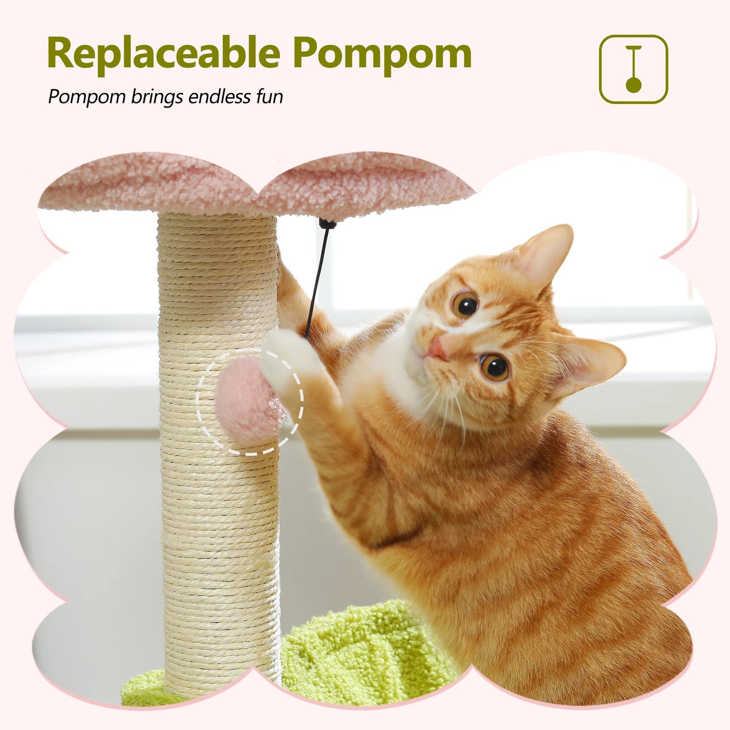 Flower Cat Tree with Sisal Scratching Post Large Hammock Soft Top Perch Small Cat Tower for Indoor Cute Cat Scratcher Kitten Toy - H. home supplies