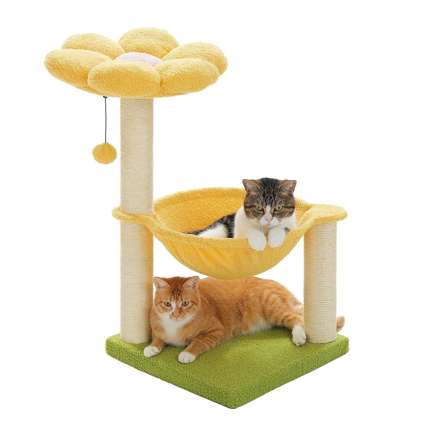 Flower Cat Tree with Sisal Scratching Post Large Hammock Soft Top Perch Small Cat Tower for Indoor Cute Cat Scratcher Kitten Toy - H. home supplies