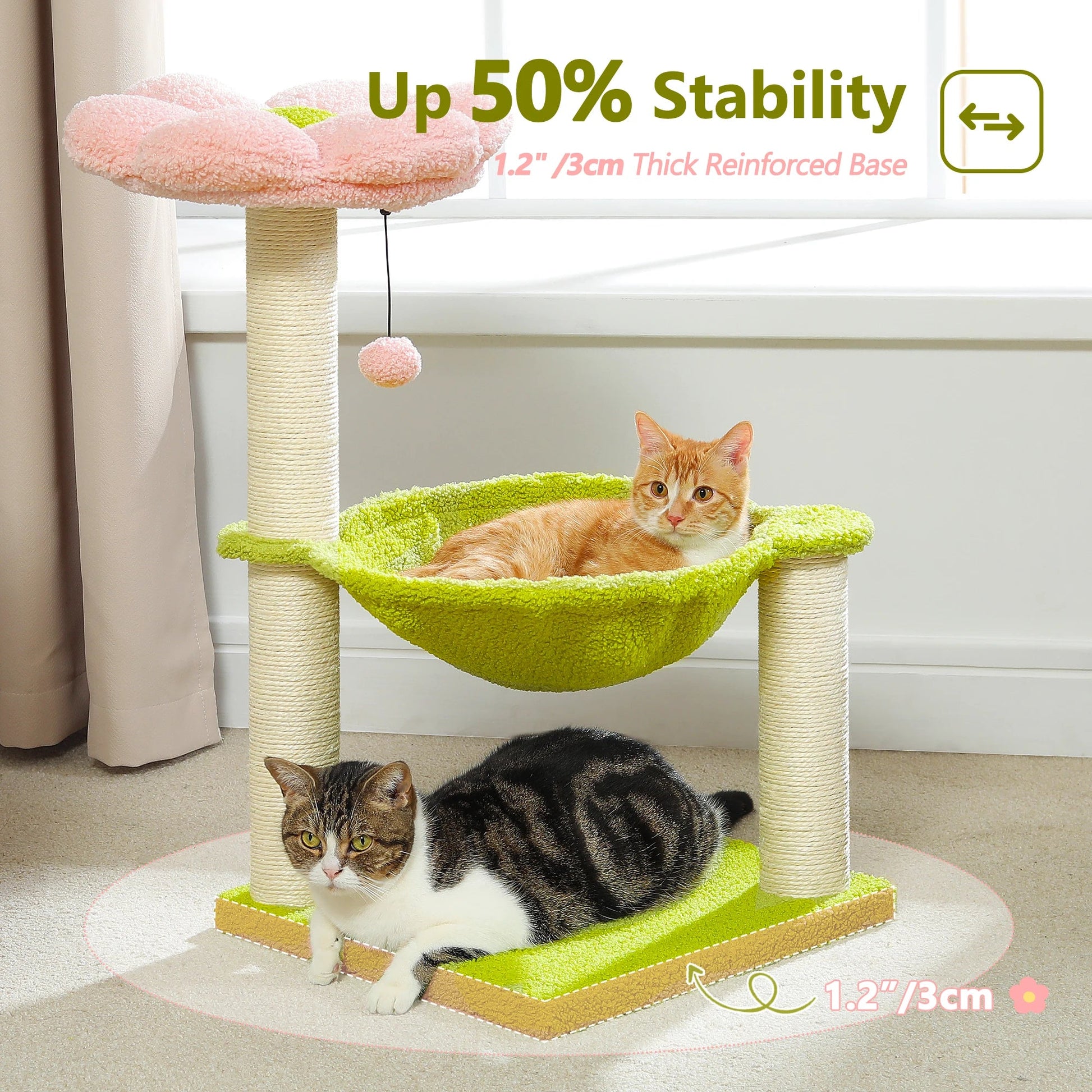 Flower Cat Tree with Sisal Scratching Post Large Hammock Soft Top Perch Small Cat Tower for Indoor Cute Cat Scratcher Kitten Toy - H. home supplies